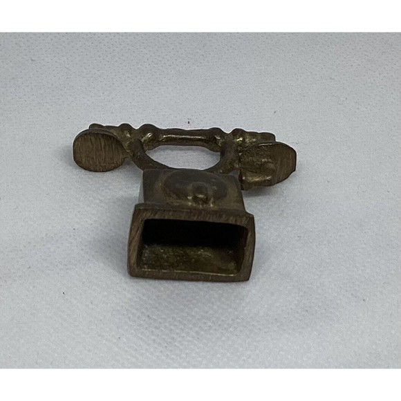 Brass Phone Dollhouse Furniture French Style decorative miniature 1.5 Inch Vntg - Picture 2 of 4